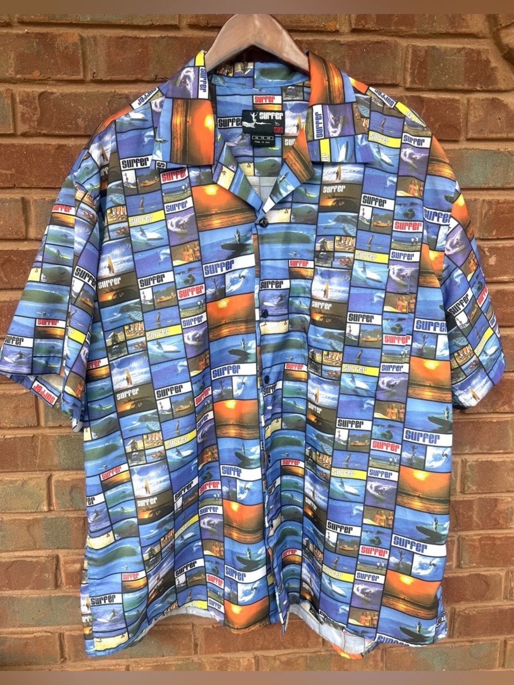Vtg Surfer Magazine Vin Hawaiian Button Down Shirt Men Sz X-Large XL Beach Ocean